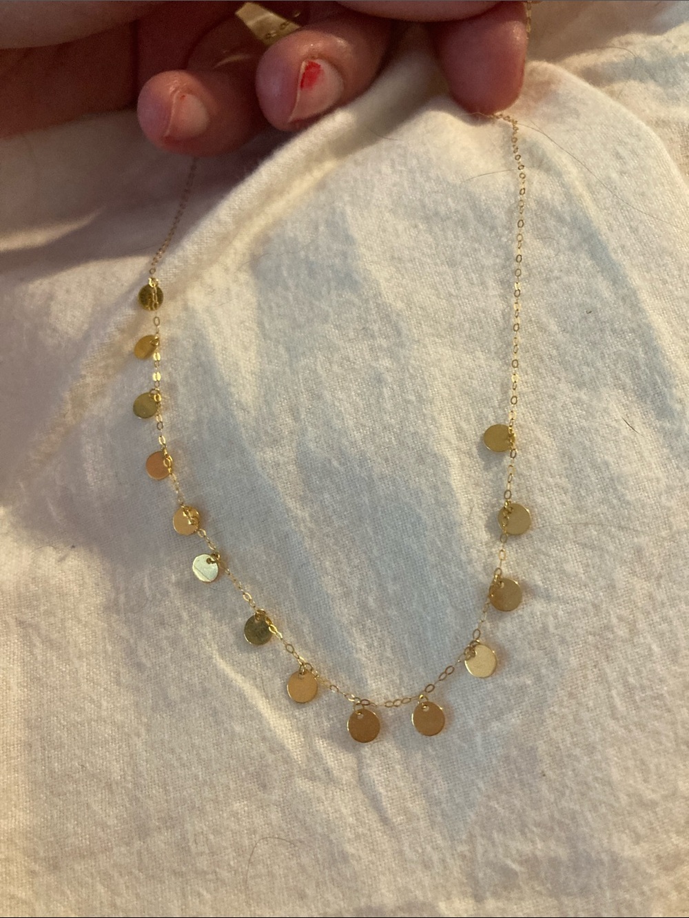 18k yellow gold disc necklace